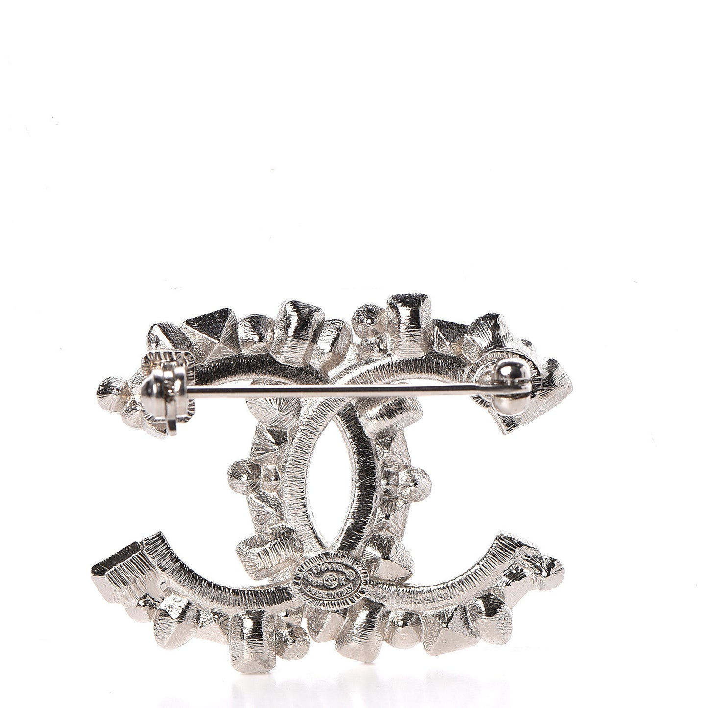 Baguette Crystal CC Brooch Black Silver