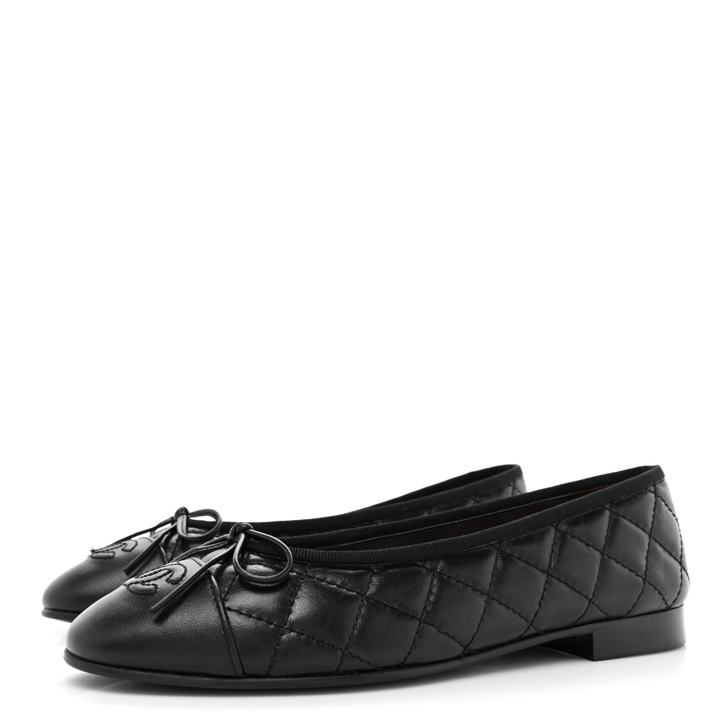 Chanel Aged Calfskin Quilted Cap Toe Ballerina Flats 36.5 Black 3 of 9
