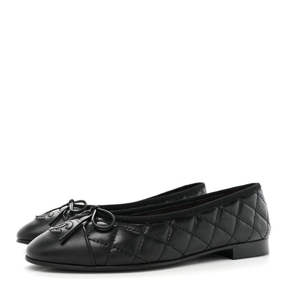 Chanel Aged Calfskin Quilted Cap Toe Ballerina Flats 36.5 Black 3 of 9