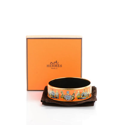Hermes Enamel Printed Wide Qu' Importe Le Falcon Bracelet 70 5 of 5