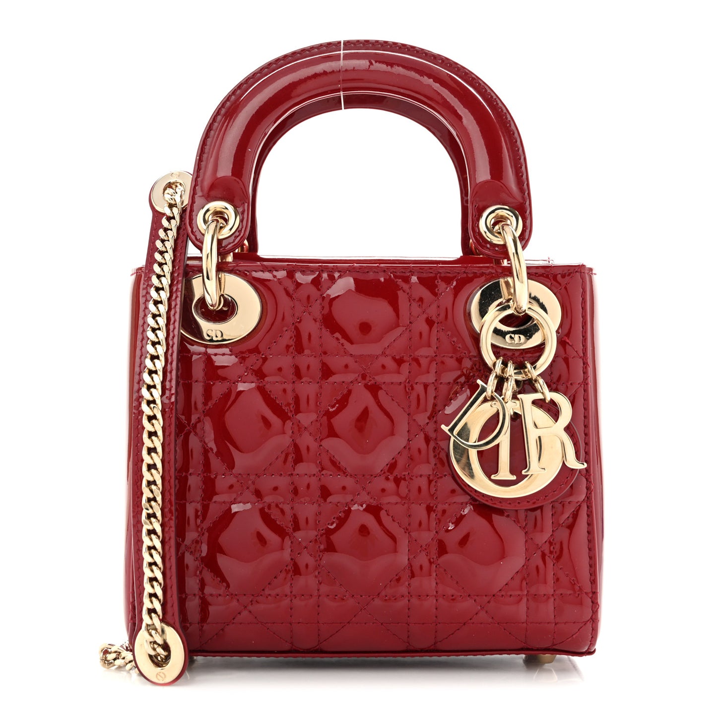 Patent Cannage Mini Lady Dior Red