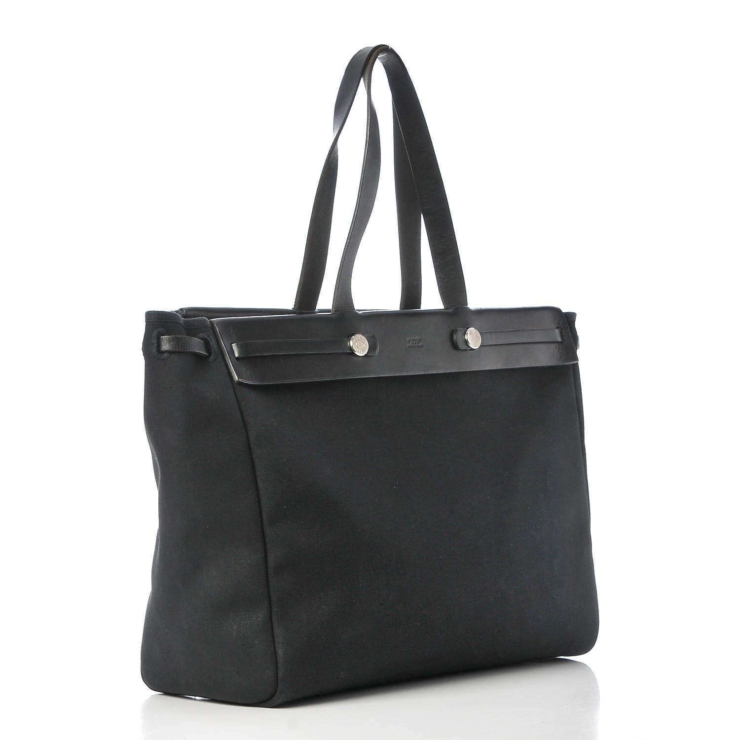 Hermes Toile Calfskin Herbag Cabas MM Black 4 of 14