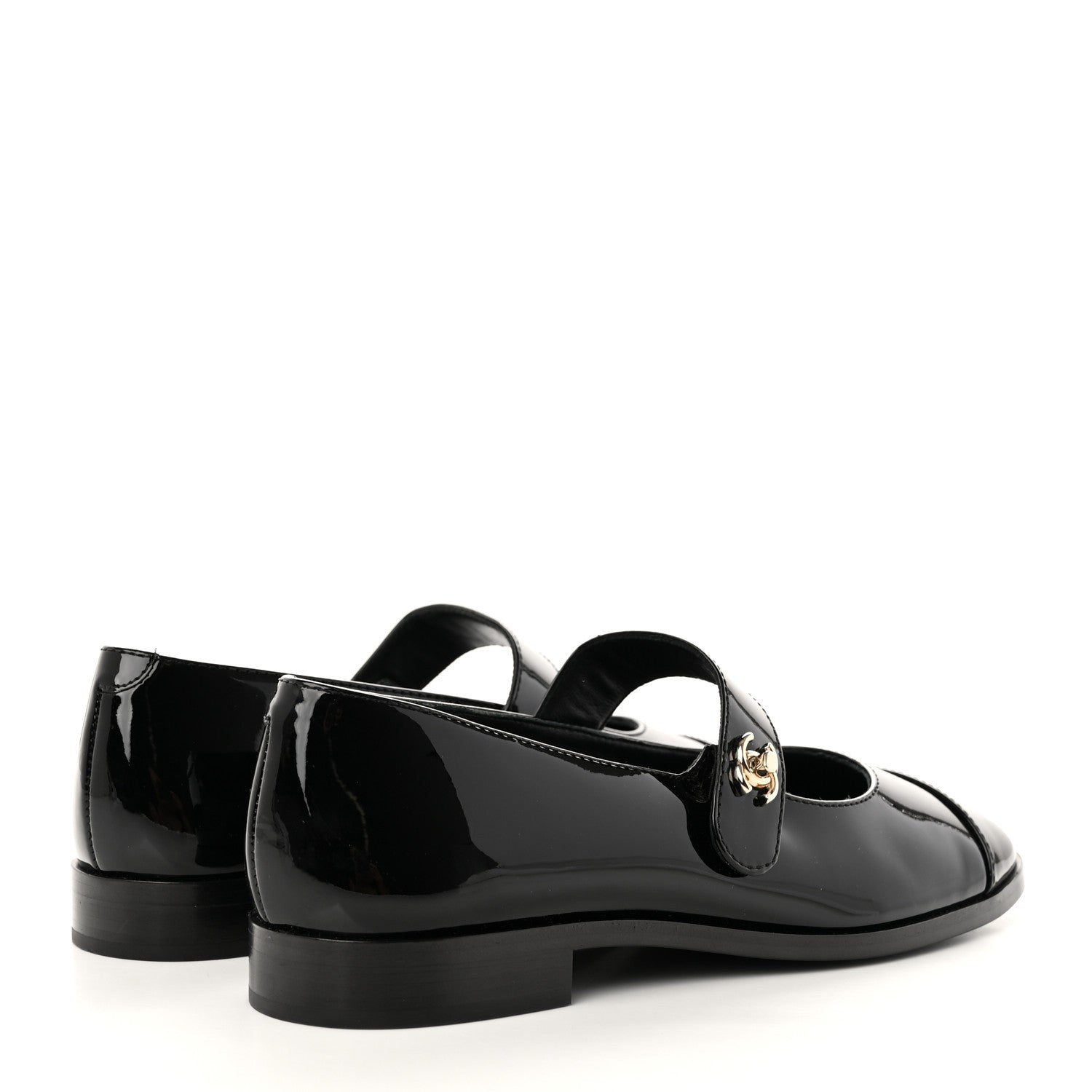 Chanel Patent Calfskin Mary Janes Flats 37.5 Black 4 of 12