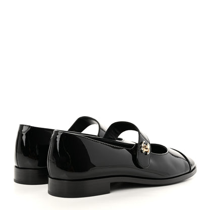 Chanel Patent Calfskin Mary Janes Flats 37.5 Black 4 of 12