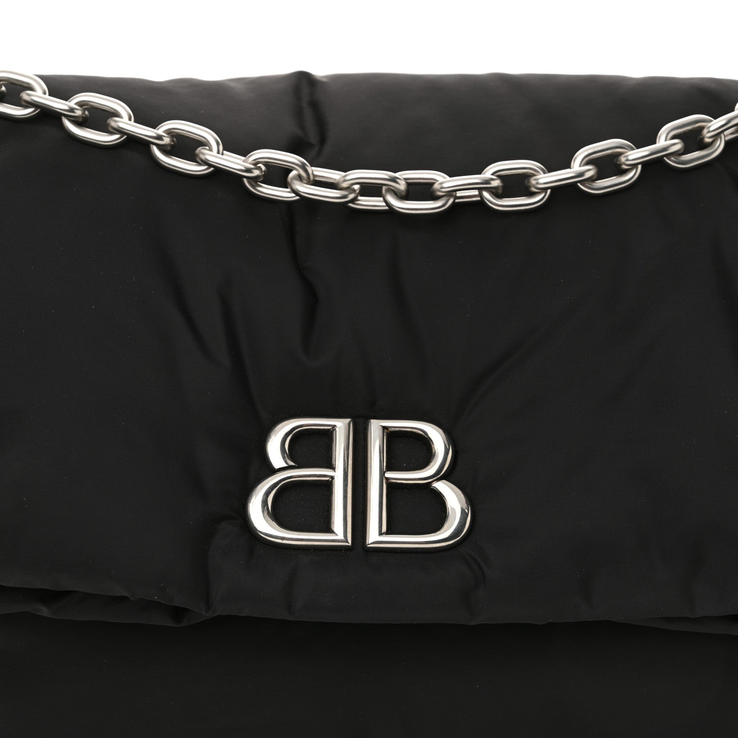 Balenciaga Nylon Medium Monaco Chain Shoulder Bag Black 8 of 10