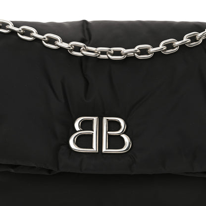 Balenciaga Nylon Medium Monaco Chain Shoulder Bag Black 8 of 10