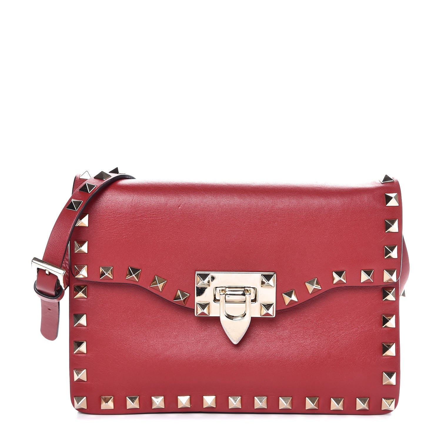 Valentino Garavani Vitello Rockstud Shoulder Flap Bag Rosso Valentino 1 of 10