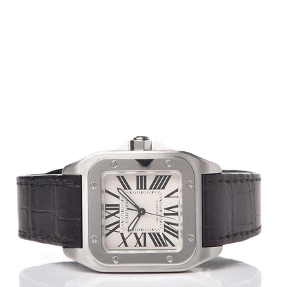 Cartier Stainless Steel Alligator 33mm Santos 100 Automatic Watch Brown 3 of 8