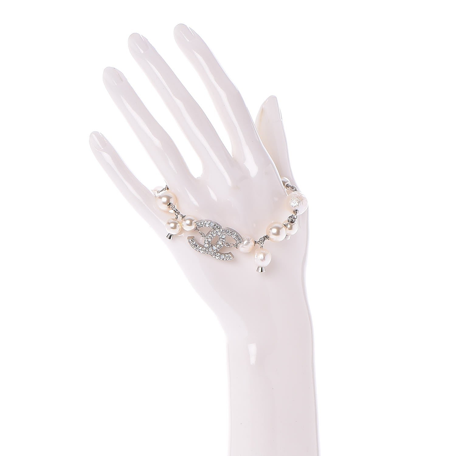 Chanel Pearl Crystal CC Bracelet Pearly White 2 of 6
