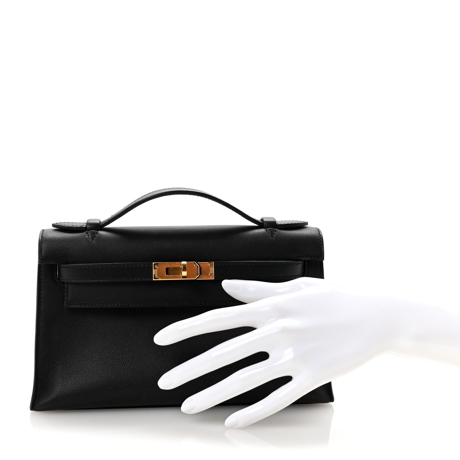 Hermes Swift Kelly Pochette Clutch Black 2 of 7