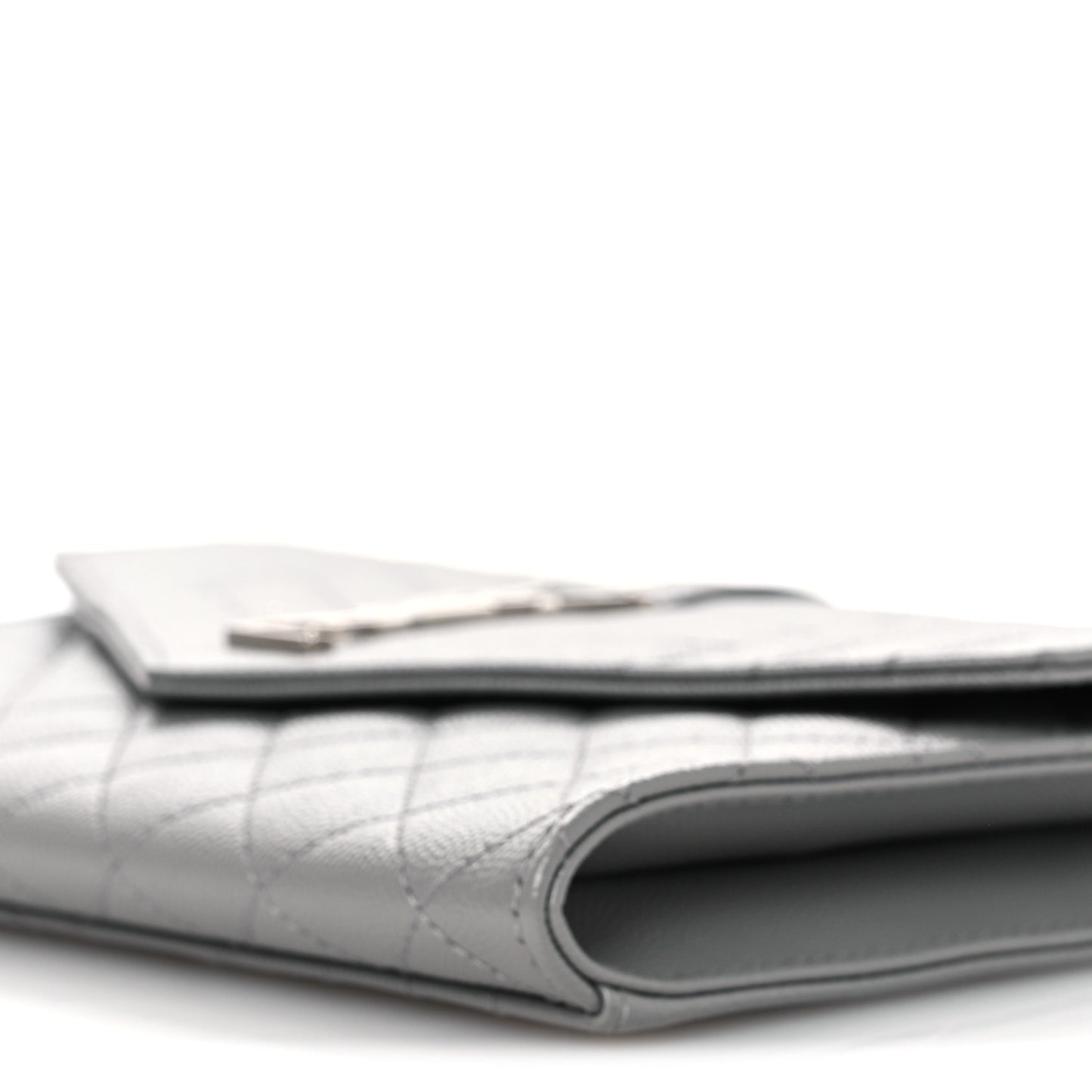 Grain De Poudre Textured Mixed Matelasse Triquilt Monogram Clutch Storm