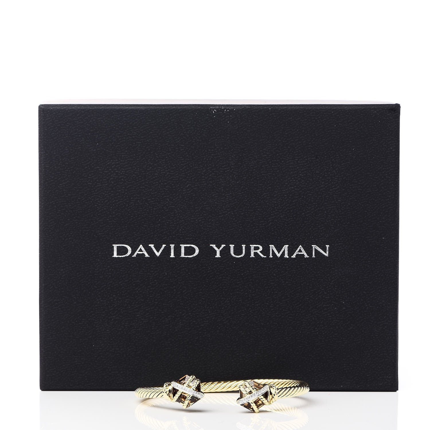 David Yurman 18K Yellow Gold Champagne Citrine Diamond 4mm Cable Wrap Bracelet 5 of 5