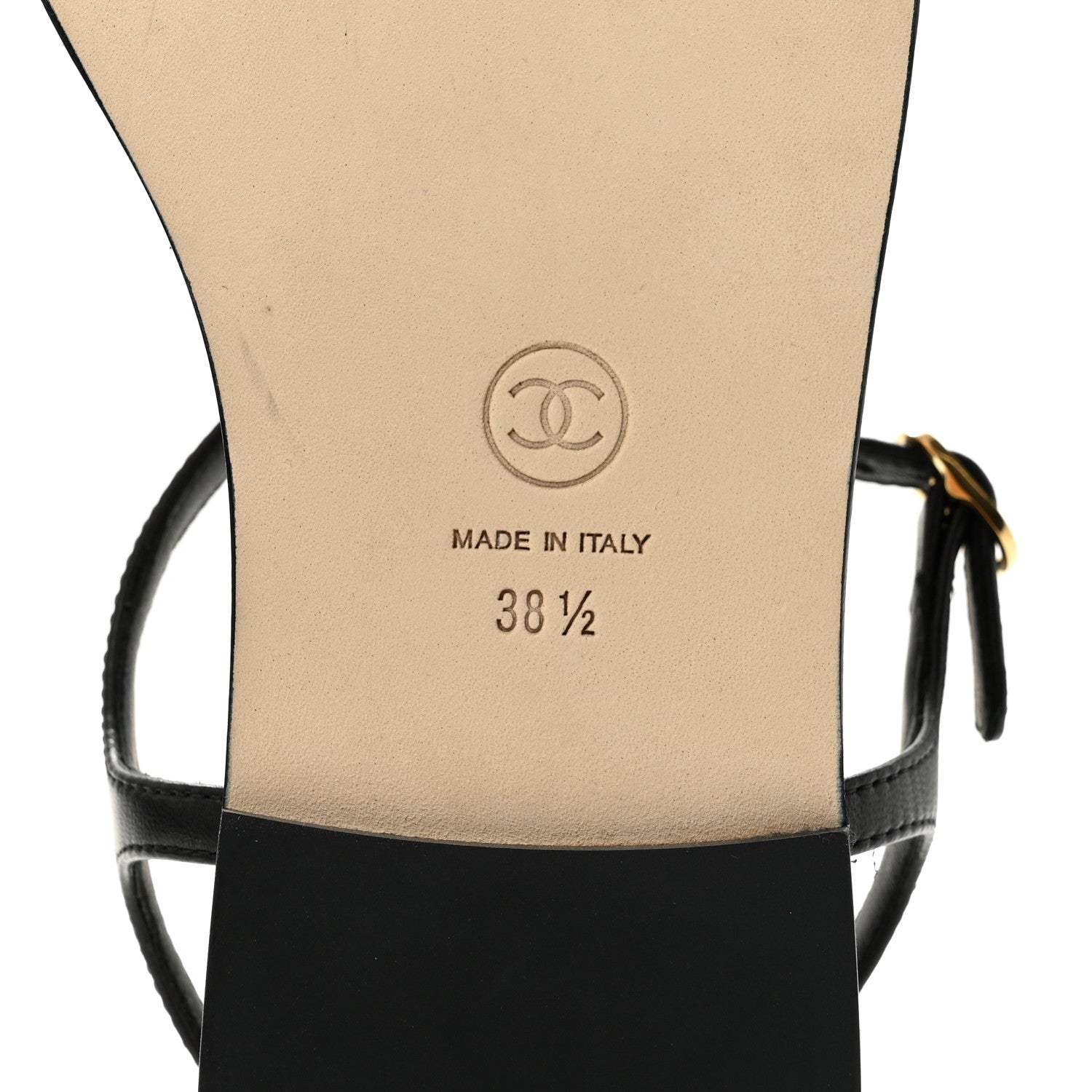 Chanel Lambskin CC Thong Sandals 38.5 Black Gold 8 of 11