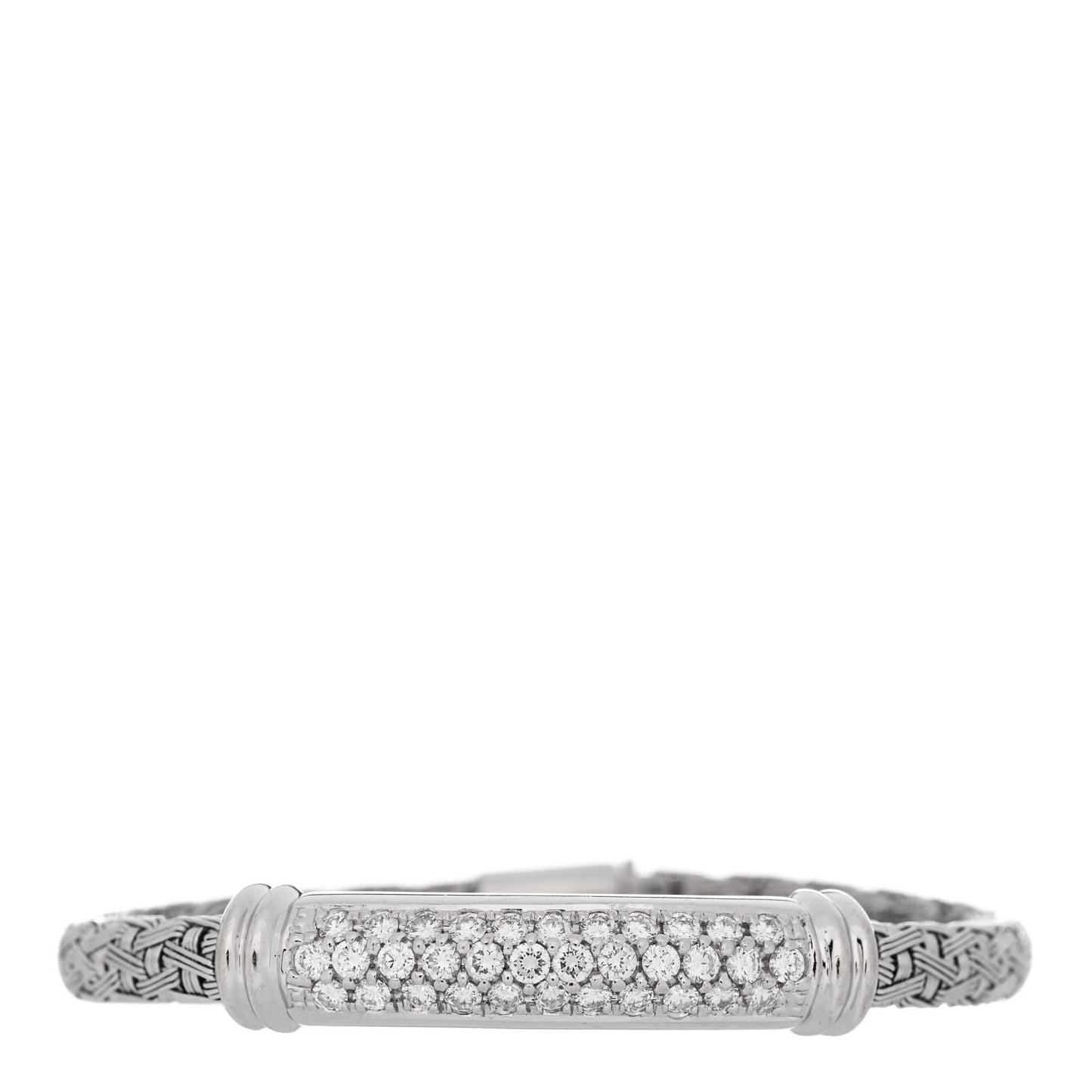 18K White Gold Diamond Woven Silk Bracelet