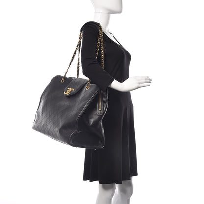 Chanel Calfskin Stitched XL Weekender Black 2 of 15