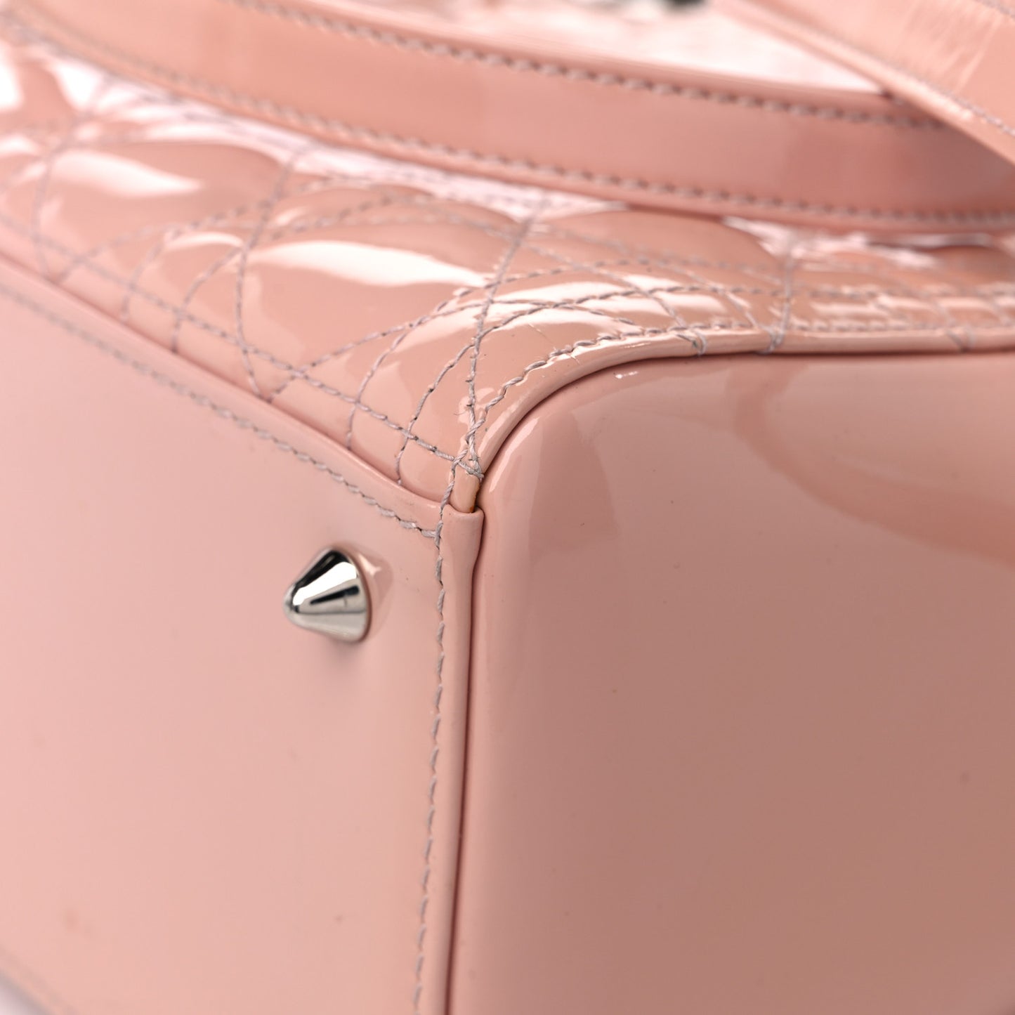 Patent Cannage Medium Lady Dior Rose Clair