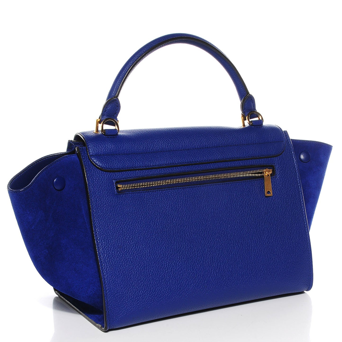 Drummed Calfskin Suede Small Trapeze Indigo