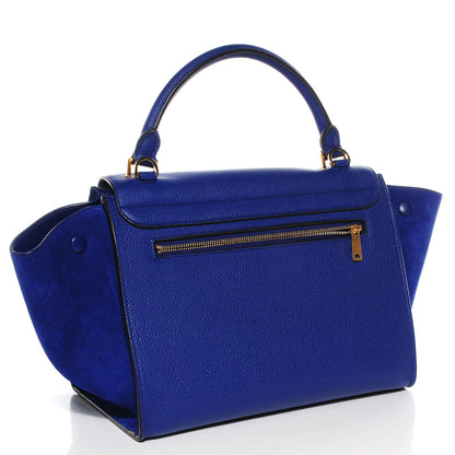 Celine Drummed Calfskin Suede Small Trapeze Indigo 3 of 8