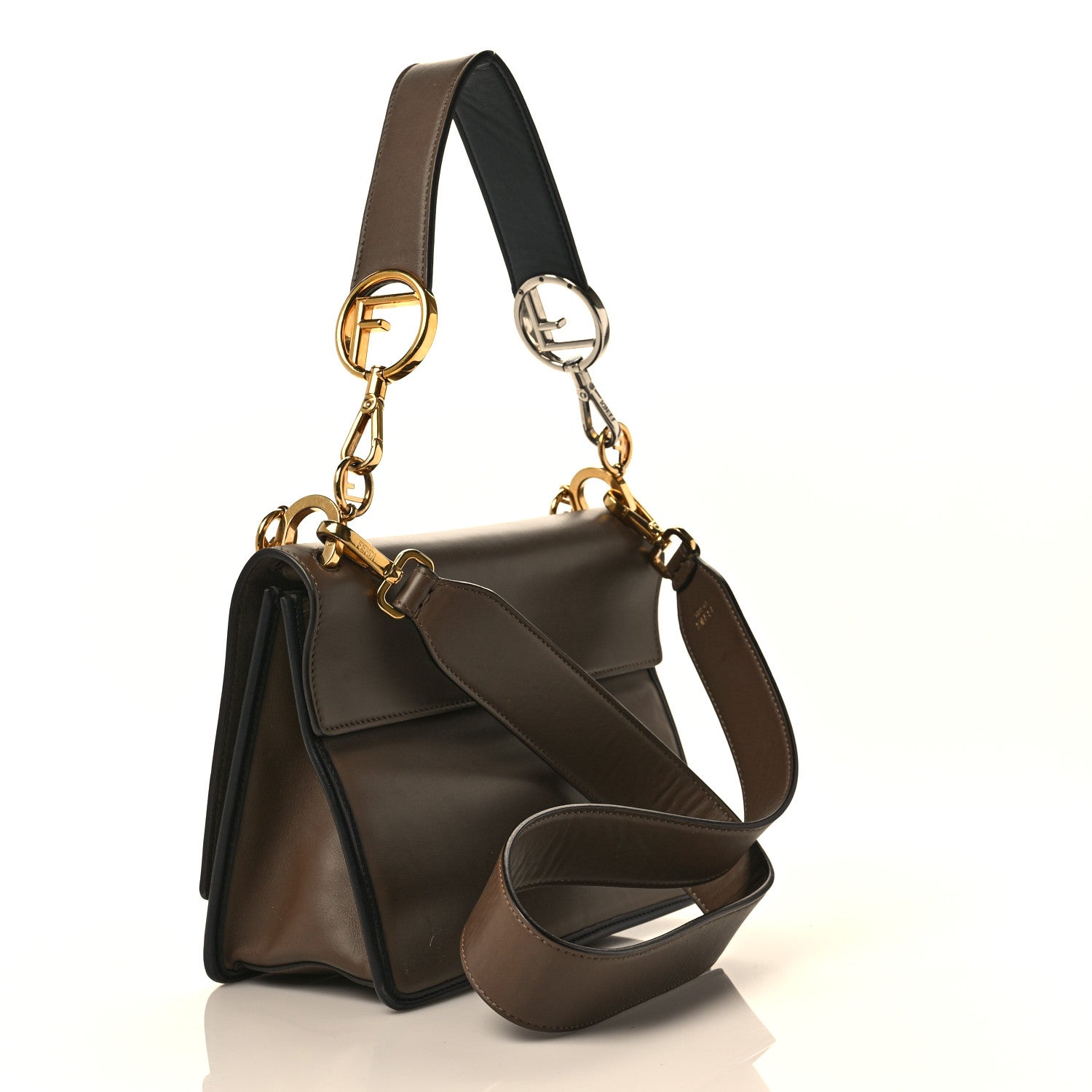 Fendi Vitello Century F is Fendi Bi-Color FF 1974 Embossed Kan I Shoulder Bag Maya Black 3 of 11