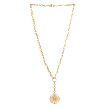 Foundrae 18K Yellow Gold Diamond Reverie Large Specialty Medallion Heavy Mixed Belcher Chain Necklace 2 of 4