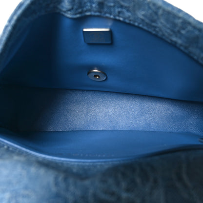 Chanel Denim Quilted Medium Camellia Sweetheart Flap Blue 5 of 11