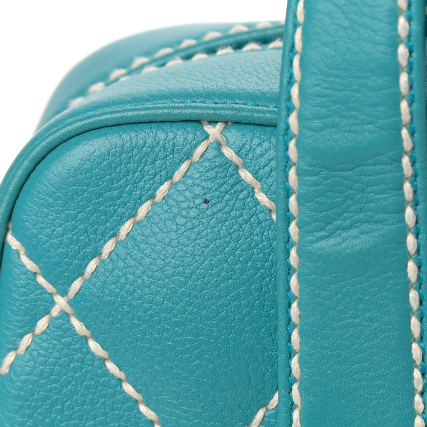 Chanel Calfskin Contrast Stitch Surpique Bowler Blue 13 of 14