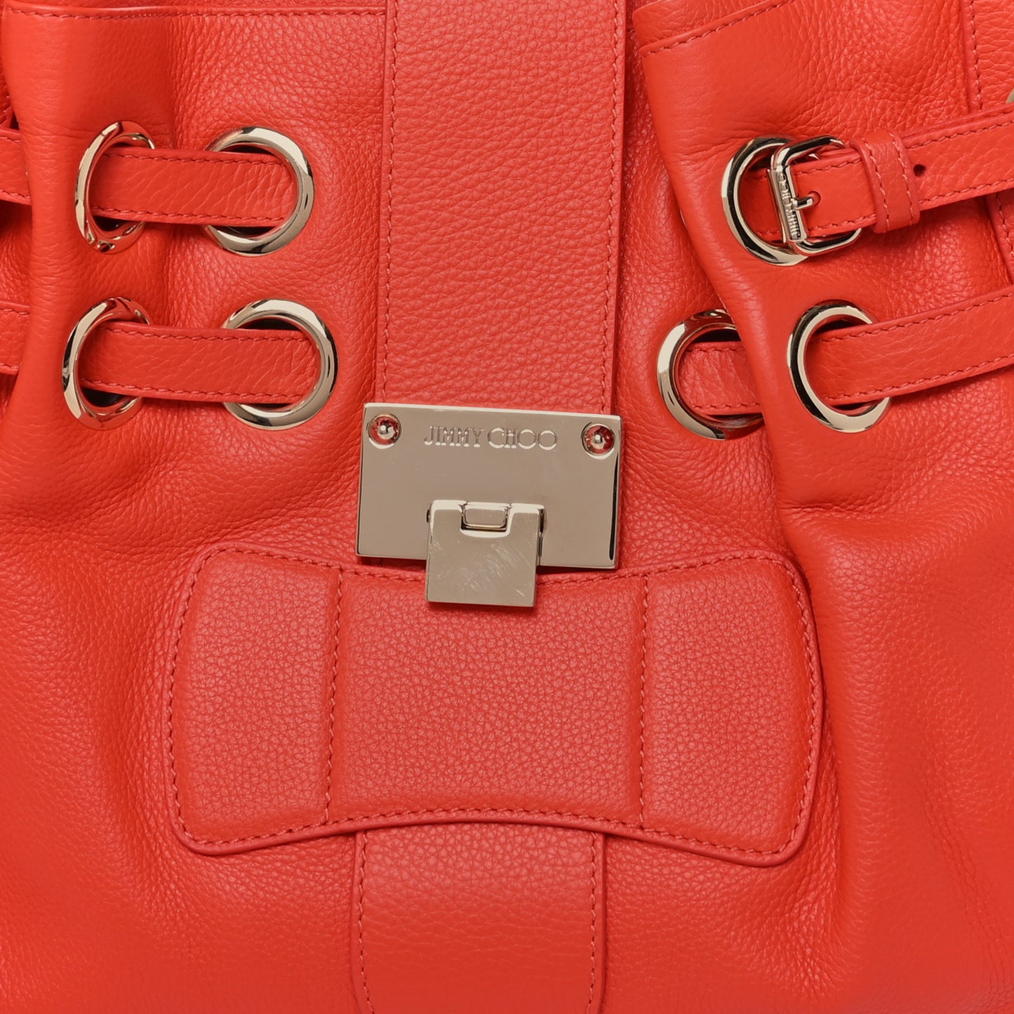 Grained Calfskin Large Riki Bag Red
