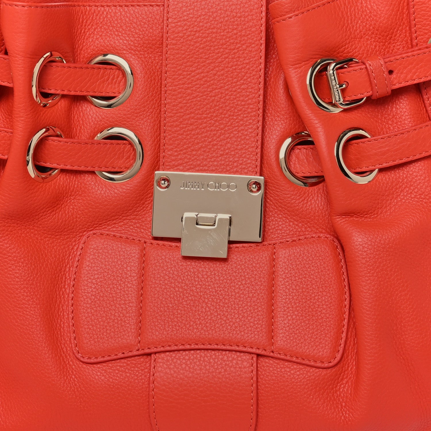 Jimmy Choo Grained Calfskin Large Riki Bag Red 7 of 9