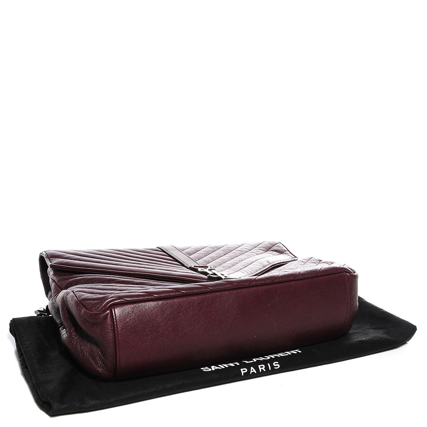 Sheepskin Matelasse Chevron Monogram Large College Satchel Bordeaux