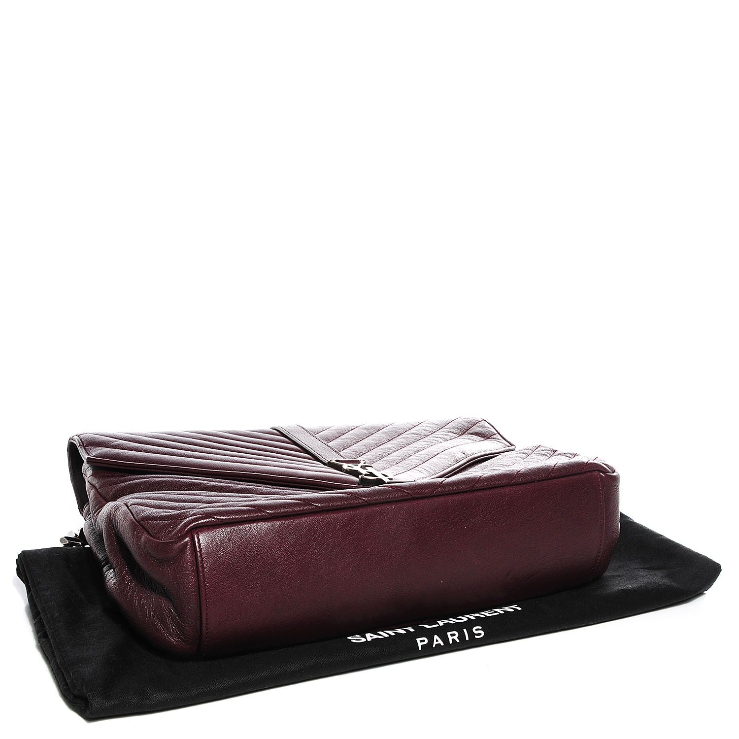 Saint Laurent Sheepskin Matelasse Chevron Monogram Large College Satchel Bordeaux 4 of 8