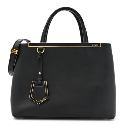 Fendi Vitello Dolce Century Petite 2Jours Tote Black Carbone 1 of 14