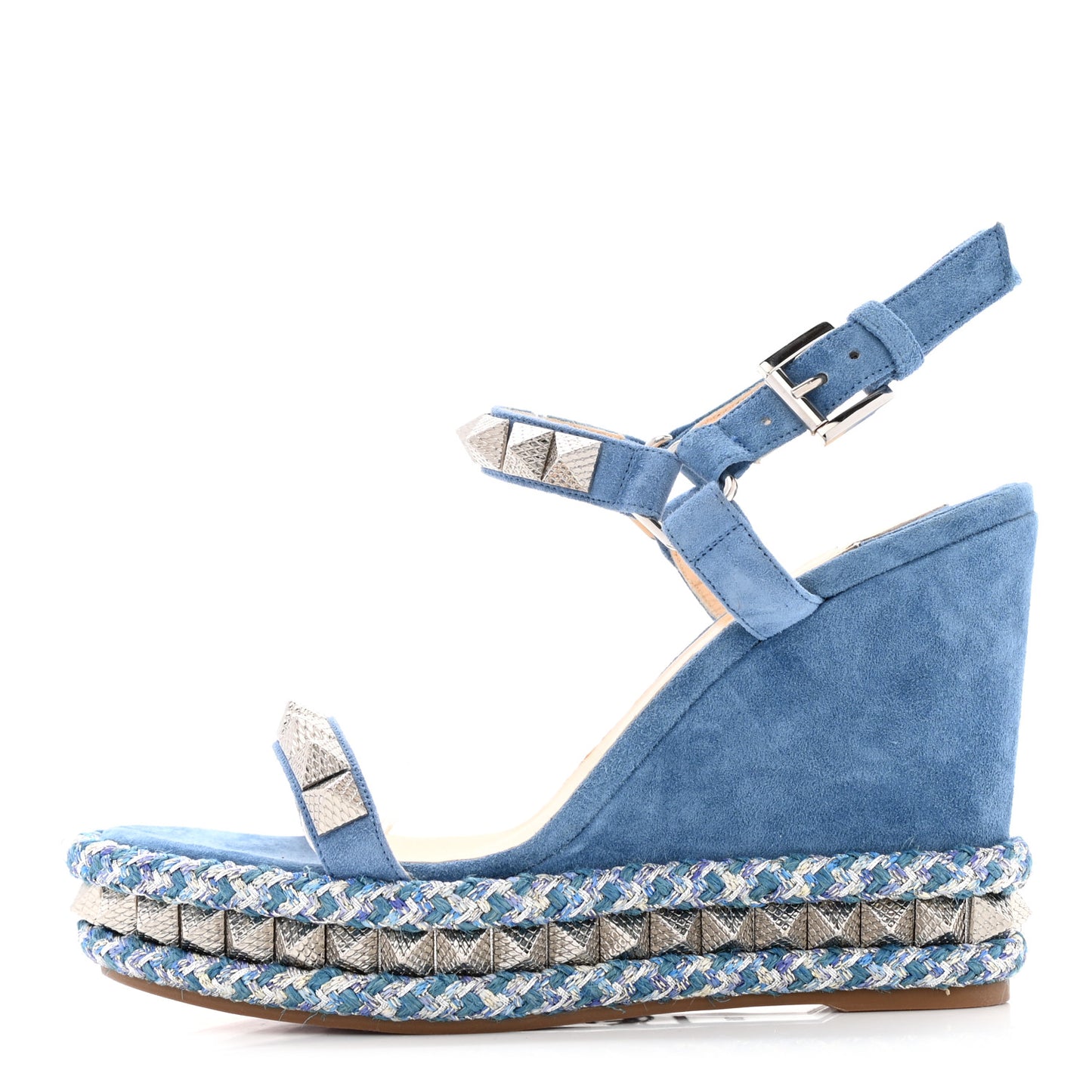 Veau Velours Pyraclou 110 Wedge Sandals 36 Blue