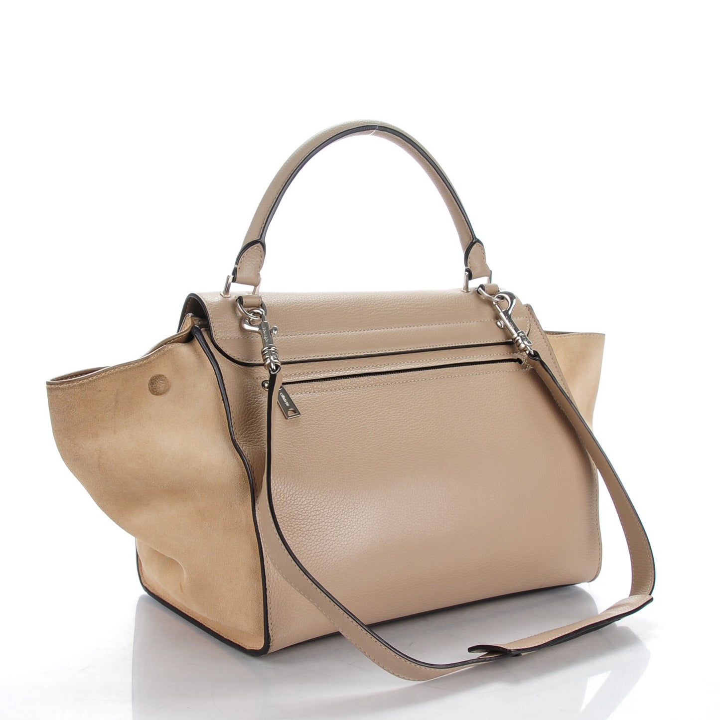 Drummed Calfskin Suede Medium Trapeze Dune