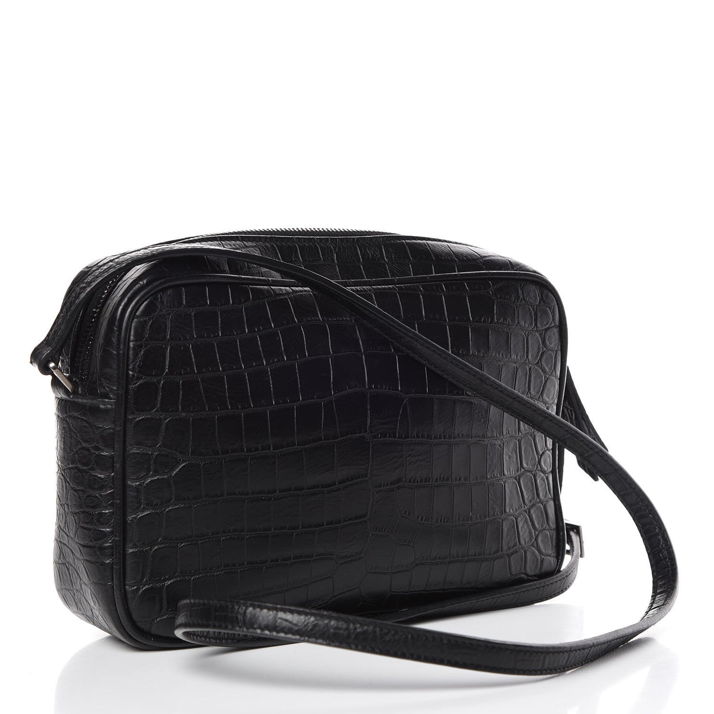 Calfskin Crocodile Embossed Monogram Lou Camera Bag Black