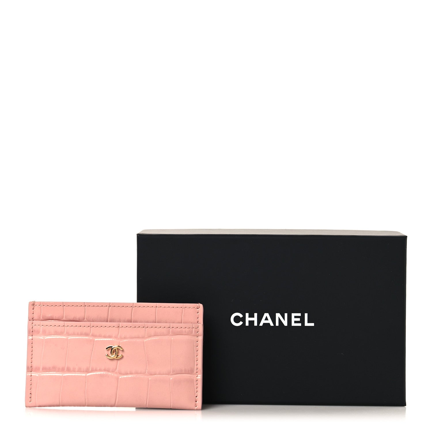 Chanel Calfskin Crocodile Embossed Crococo Card Holder Light Pink 8 of 8