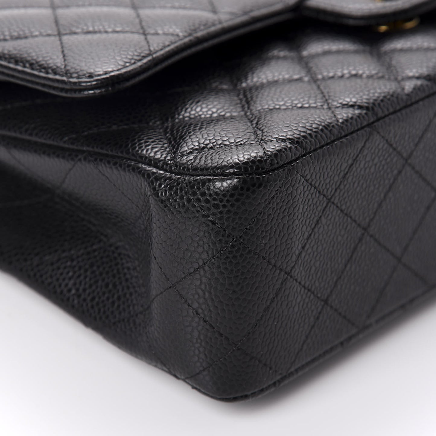 Caviar Quilted Medium Double Flap Black