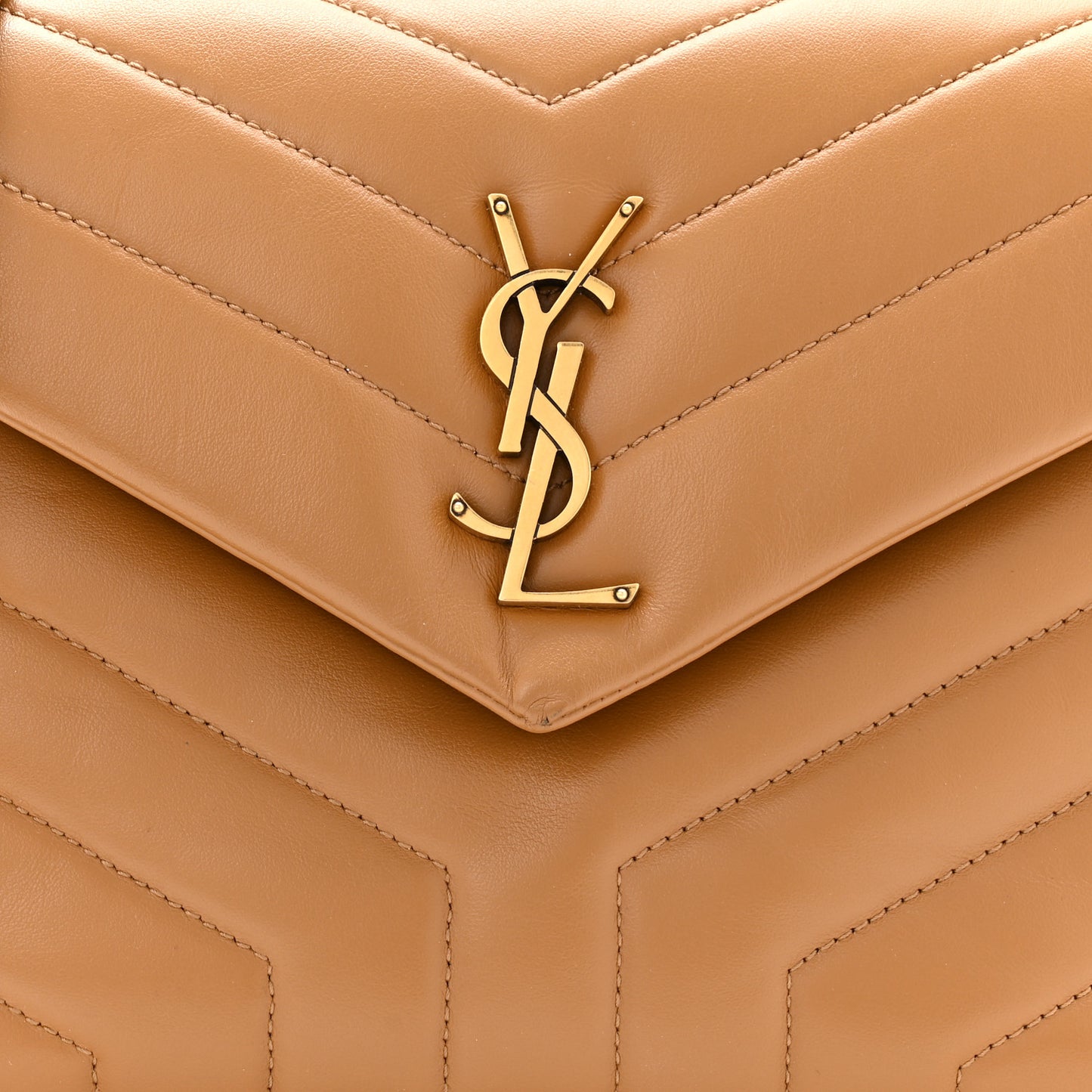 Calfskin Y Quilted Monogram Small Loulou Chain Satchel Dark Natural