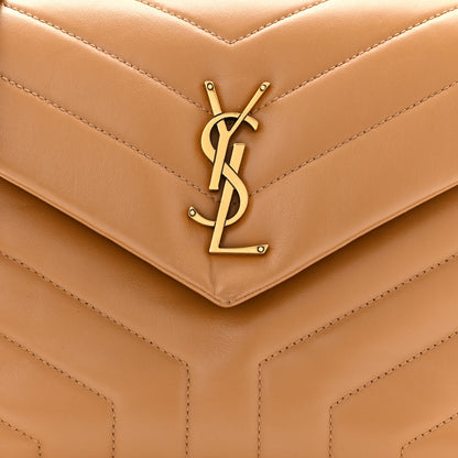 Saint Laurent Calfskin Y Quilted Monogram Small Loulou Chain Satchel Dark Natural 7 of 10