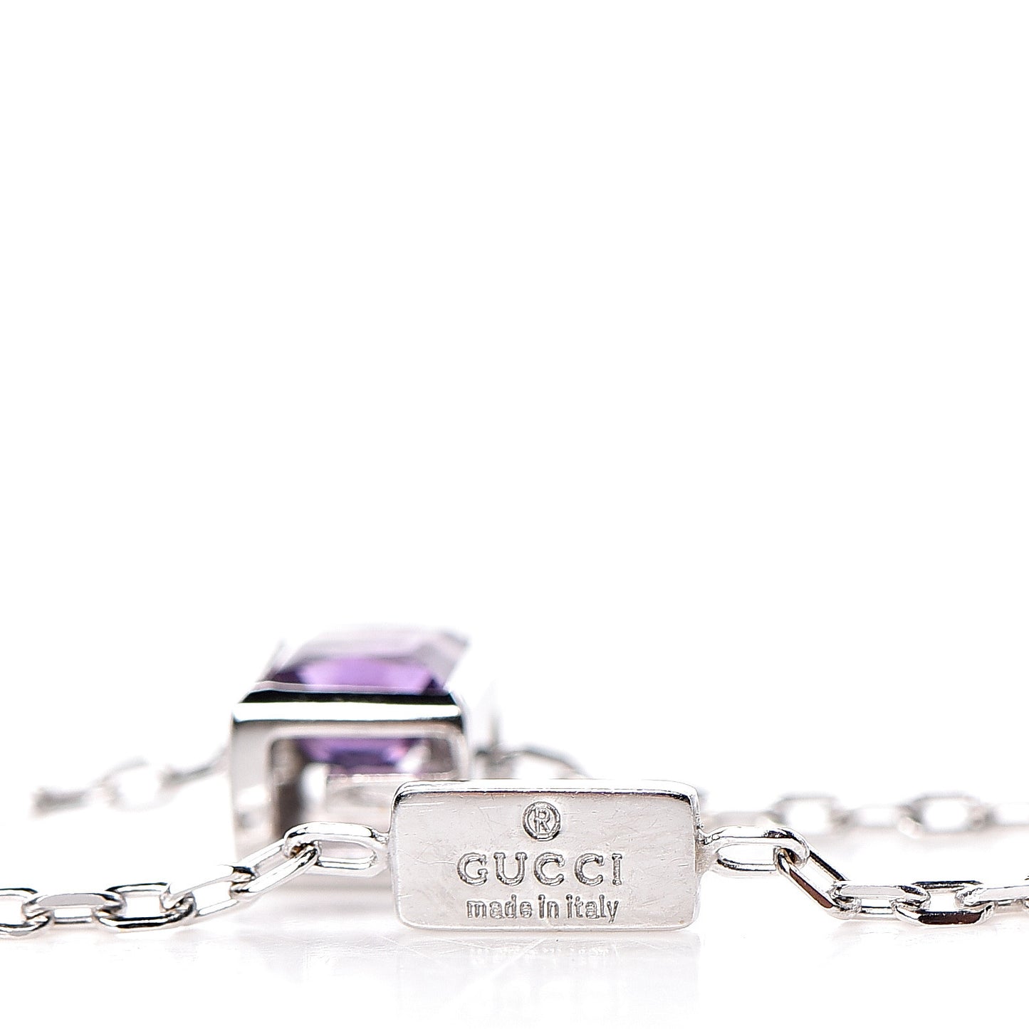 18K White Gold Amethyst Cube Pendant Necklace