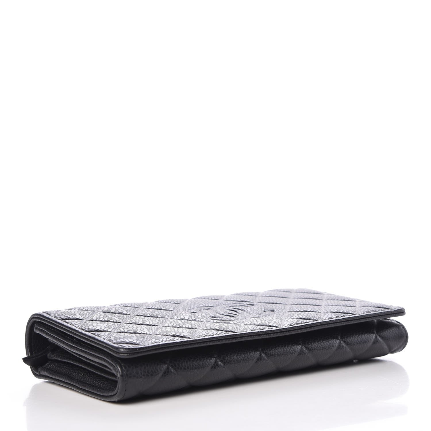Chanel Caviar Quilted Diamond CC Large Gusset Flap Wallet Black 4 of 8