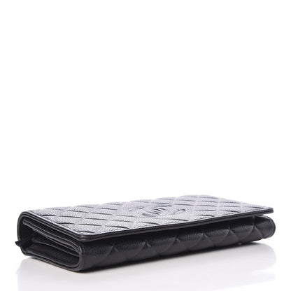 Chanel Caviar Quilted Diamond CC Large Gusset Flap Wallet Black 4 of 8