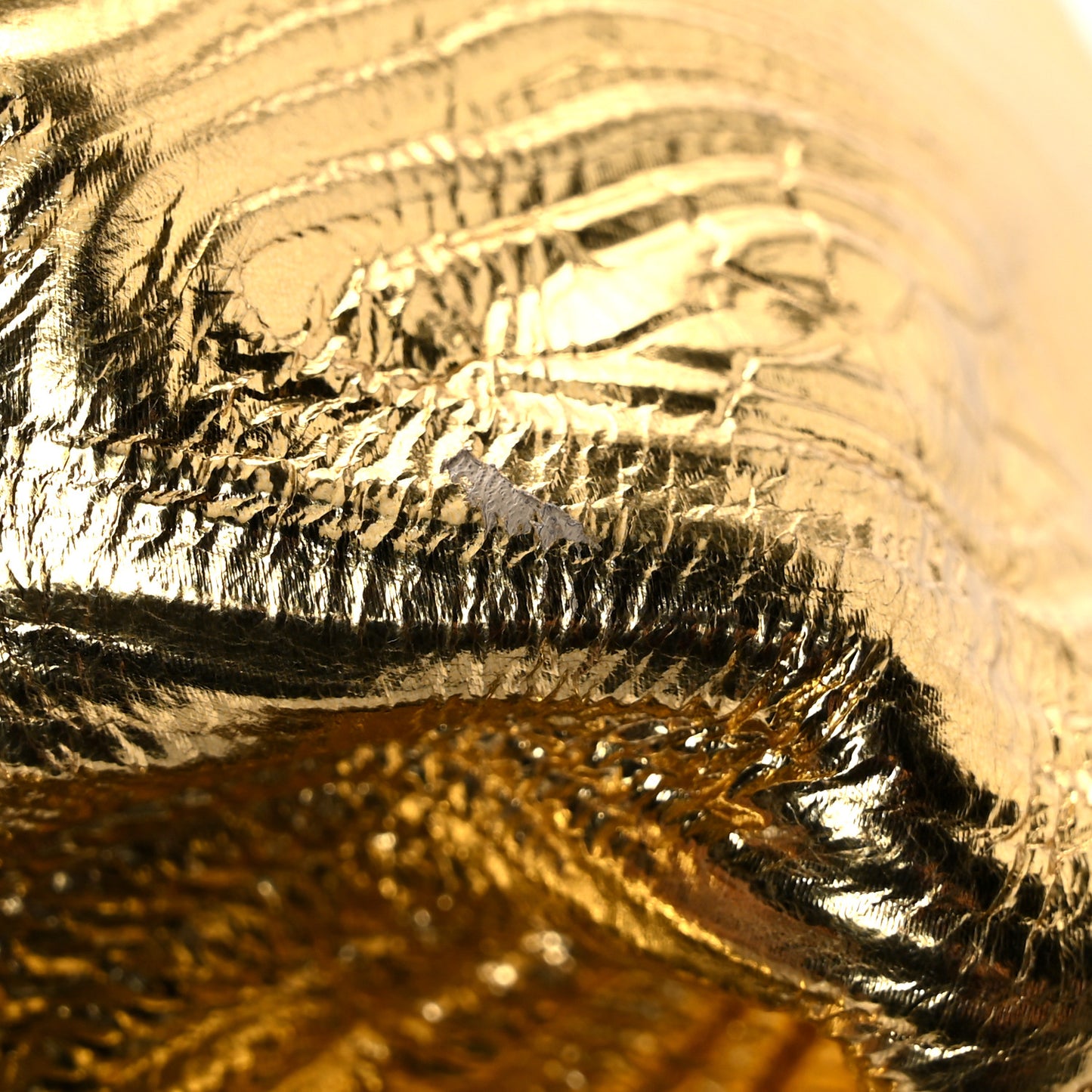 Metallic Bark Calfskin Embossed The Pouch Oversized Clutch Oro
