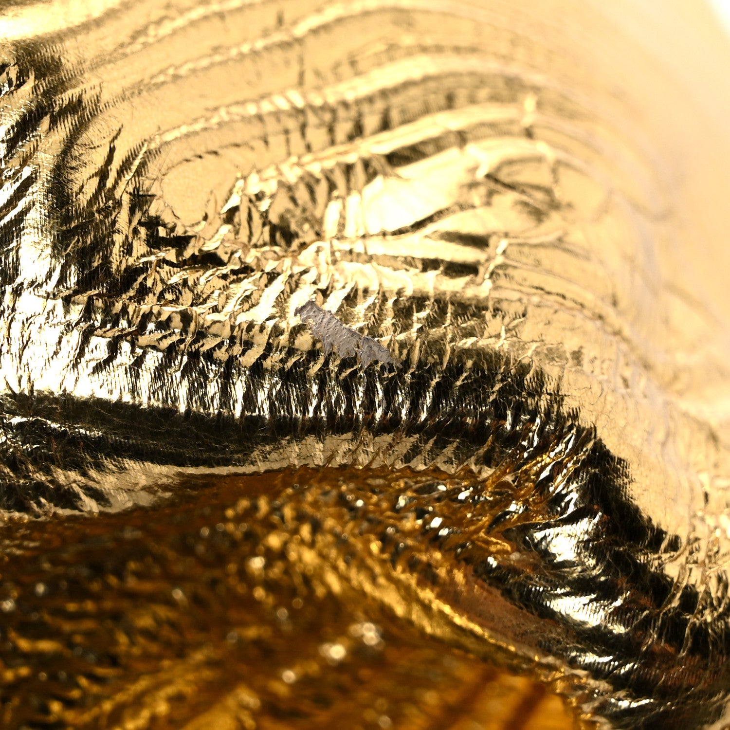 Bottega Veneta Metallic Bark Calfskin Embossed The Pouch Oversized Clutch Oro 12 of 12