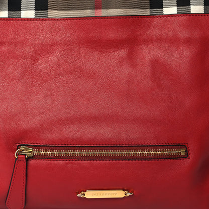 Burberry Soft Calfskin House Check Big Crush Tote Military Red 8 of 10