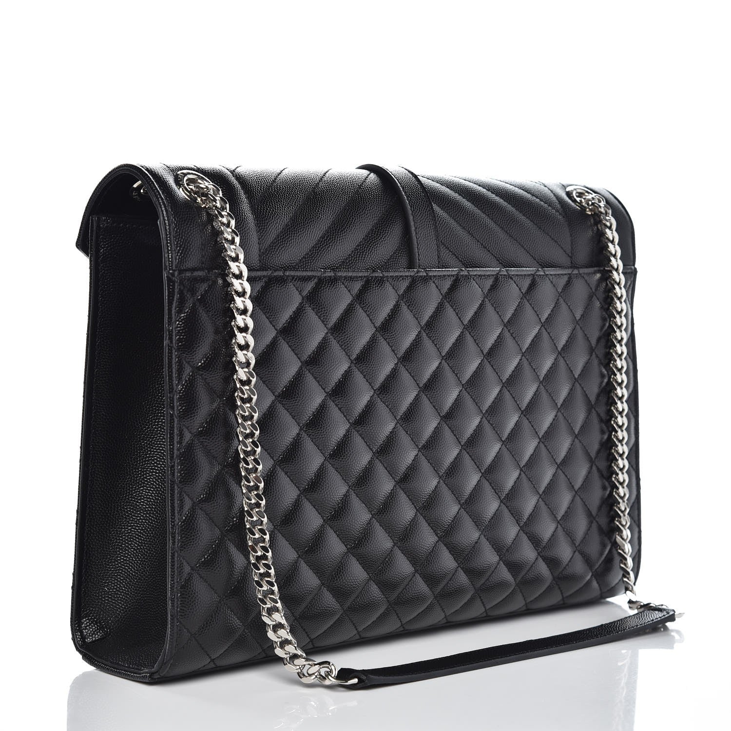 Saint Laurent Grain De Poudre Large Tri-Quilt Monogram Satchel Black 3 of 7