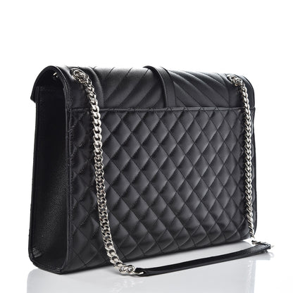 Saint Laurent Grain De Poudre Large Tri-Quilt Monogram Satchel Black 3 of 7