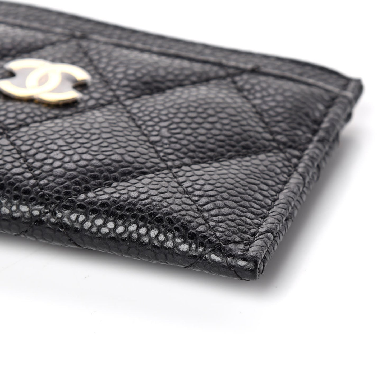 Caviar Quilted Card Holder Black