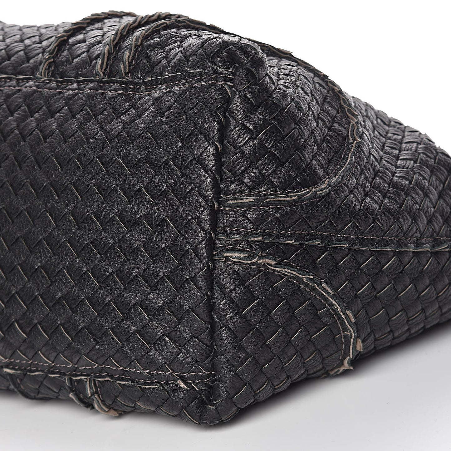 Cervo Intrecciato Large Shopping Tote Black