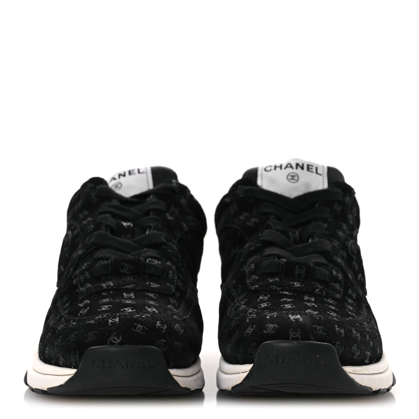 Suede Calfskin Printed CC Sneakers 38.5 Black
