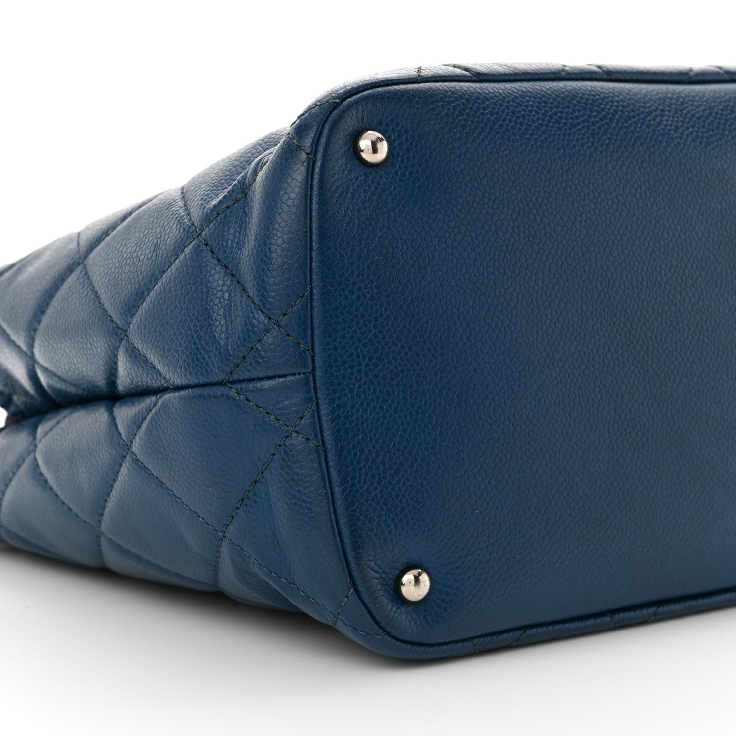 Chanel Caviar Quilted CC Timeless Soft Tote Blue 9 of 11